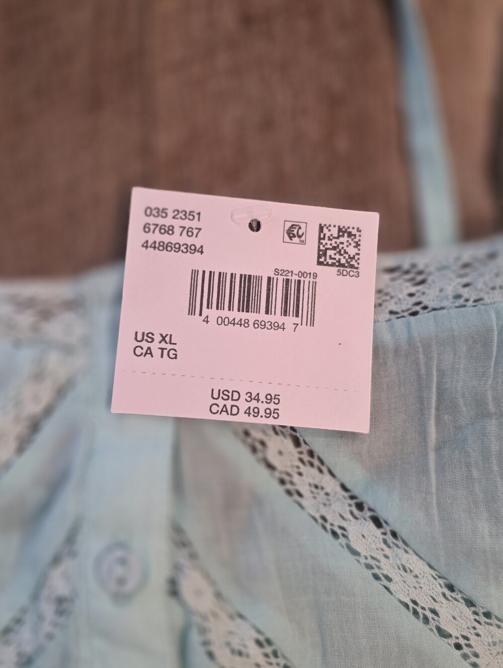 American Eagle Outfitters Mint Lace-Trim Button-Front Cropped Top. Size XL. NWT - Picture 7 of 8